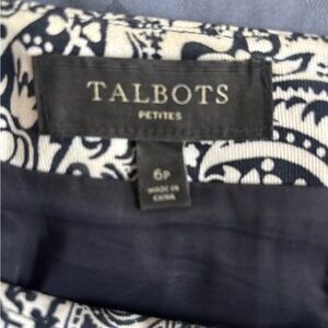 Talbots Navy and Cream Patterned Skirt